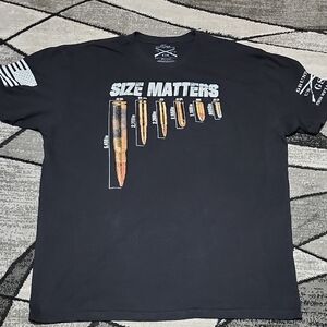 GRUNT STYLE "SIZE MATTERS" BLACK COTTON GRAPHIC CREWNECK SHORT-SLEEVE TEE-SHIRT